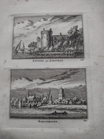171/172 Schoonhoven en Liesveld het Kasteel Kopergravure dl3 beschikbaar voor biedingen