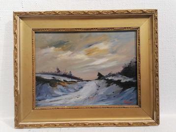 Winters landschap - Olieverf op paneel, gesigneerd beschikbaar voor biedingen