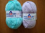 2 bollen wol Pingouin katoen/acryl - pastel groen en lila, Hobby en Vrije tijd, Breien en Haken, Ophalen of Verzenden, Nieuw, Breien of Haken