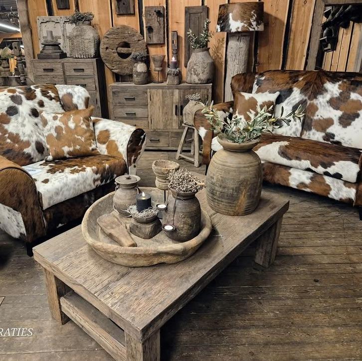 koeienhuid landelijk woonaccessoires railwood, Huis en Inrichting, Overige Huis en Inrichting, Nieuw, Ophalen