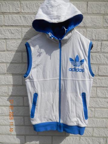 Adidas bodywarmer met capuchon blauw/wit S beschikbaar voor biedingen