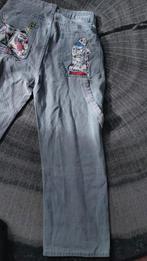 Grijze Y2K Broek met Plaatjes, Ophalen of Verzenden, Gedragen, Overige maten, Grijs