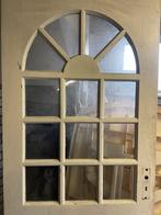 Massief hardhouten stompe binnendeur met glas, Doe-het-zelf en Verbouw, Deuren en Horren, Ophalen, Gebruikt, 80 tot 100 cm, Buitendeur