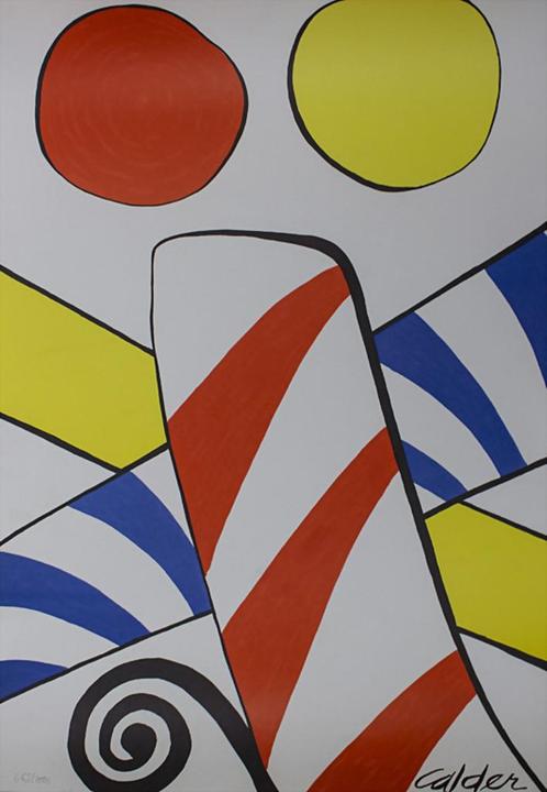 Alexander Calder(1898)Kleur-Lithografie "Candy Cane" Ges Gen, Antiek en Kunst, Kunst | Litho's en Zeefdrukken, Ophalen of Verzenden