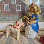 Dalapaard Zweeds Dalarna Paard Hout Wit 10,5cm hoog, Verzenden