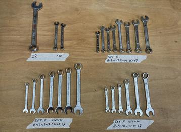 Diverse sets steek-ringsleutels en losse steekringsleutels beschikbaar voor biedingen
