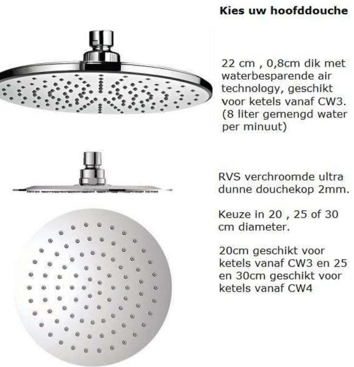 Complete Regendoucheset Chroom - Thermostatisch & Verstelbaa, Doe-het-zelf en Verbouw, Sanitair, Nieuw, Douche, Chroom, Ophalen of Verzenden