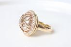 Exclusieve 14 Karaat Gouden Ring Met Parel En Diamanten, Met edelsteen, Ophalen of Verzenden, Zo goed als nieuw, 17 tot 18