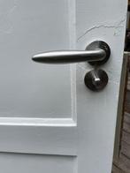 Rvs Wc-garnituur slot, handgrepen rood-witte bezet/vrij knop, Ophalen of Verzenden, Zo goed als nieuw, Rvs