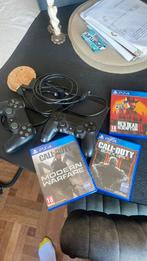 Playstation 4 inclusief 2 controllers & 3 spellen, Ophalen, Zwart, Met 2 controllers, Gebruikt