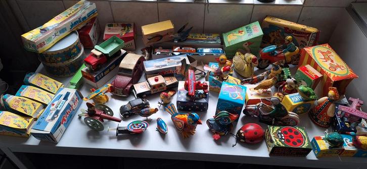 partij oud jaren 60 opwinbaar speelgoed van blik, Verzamelen, Speelgoed, Gebruikt, Ophalen of Verzenden