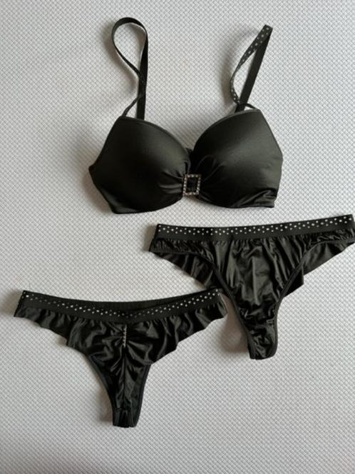 Lingerie Marlies Dekkers BH 75C, 2 strings Small zgan (R220), Kleding | Dames, Ondergoed en Lingerie, Setje, Groen, Ophalen of Verzenden