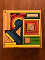 Houten geometrisch figuren regenboog kleuren in kistje, Ophalen of Verzenden, Zo goed als nieuw