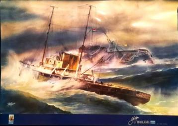Kleurenposter van de legendarische sleepboot Holland beschikbaar voor biedingen