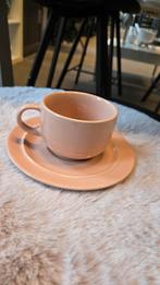 Vintage Tulowice Aardewerk Kop en Schotel Set - Roze, Ophalen of Verzenden