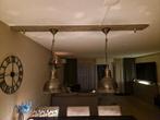 2 industriële hanglampen old silver op steigerplank, Huis en Inrichting, Lampen | Hanglampen, Ophalen of Verzenden, Zo goed als nieuw