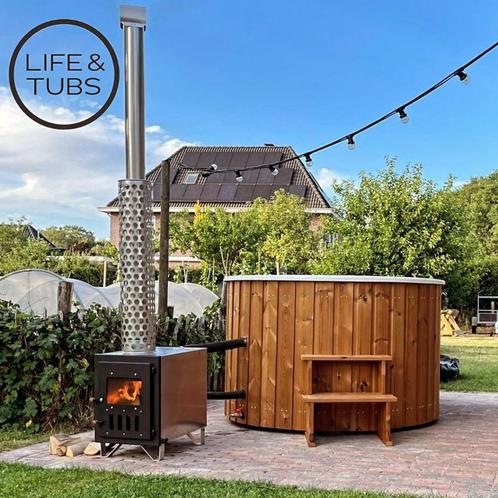 Hout Gestookte hottub | Life & Tubs | €2195,- | Made in NL, Tuin en Terras, Bubbelbaden en Hottubs, Nieuw, Vast, Trap, Ophalen of Verzenden
