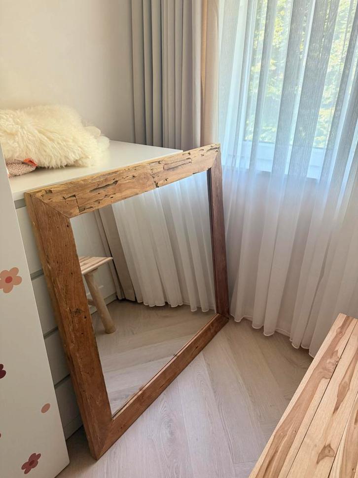 Boomstam spiegel, landelijke interieur, Huis en Inrichting, Woonaccessoires | Spiegels, Zo goed als nieuw, Rechthoekig, Ophalen