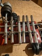 Bankdruk set met gewichten en dumbells, Sport en Fitness, Fitnessapparatuur, Ophalen, Gebruikt, Krachtstation, Metaal