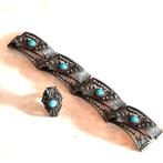 Zeldzame antieke filigrain zilveren armband en ring (6725), Ophalen, Zilver, Armband