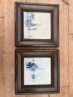 Twee Vintage Scheepvaart Prenten in Houten Lijst, Ophalen of Verzenden