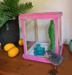 Stoere vitrinebox kasje windlicht stolp vintage stijl roze, Ophalen of Verzenden, Zo goed als nieuw