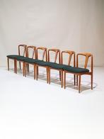 6x Eetkamerstoelen Johannes Andersen Juliane teak groen, Huis en Inrichting, Ophalen, Hout, Overige kleuren, -
