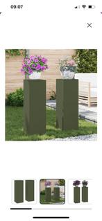 Plantenstandaard olijfgroen staal 2x, Tuin en Terras, Bloembakken en Plantenbakken, Ophalen of Verzenden, Metaal, Minder dan 60 cm