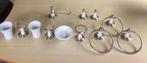 Vintage badkameraccessoires messing 9 delig, Ophalen of Verzenden, Gebruikt