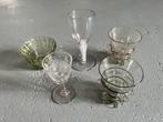 Koopje 5 oude antieke glaasjes glas handgeblazen slinger, Antiek en Kunst, Antiek | Glas en Kristal, Ophalen of Verzenden