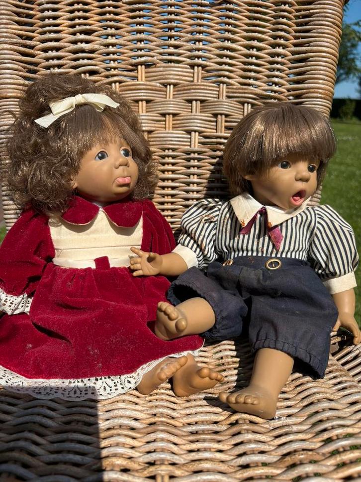 Vintage poppen meisje pruillip (95-5) en jongetje (95-3), Verzamelen, Poppen, Gebruikt, Pop, Ophalen of Verzenden