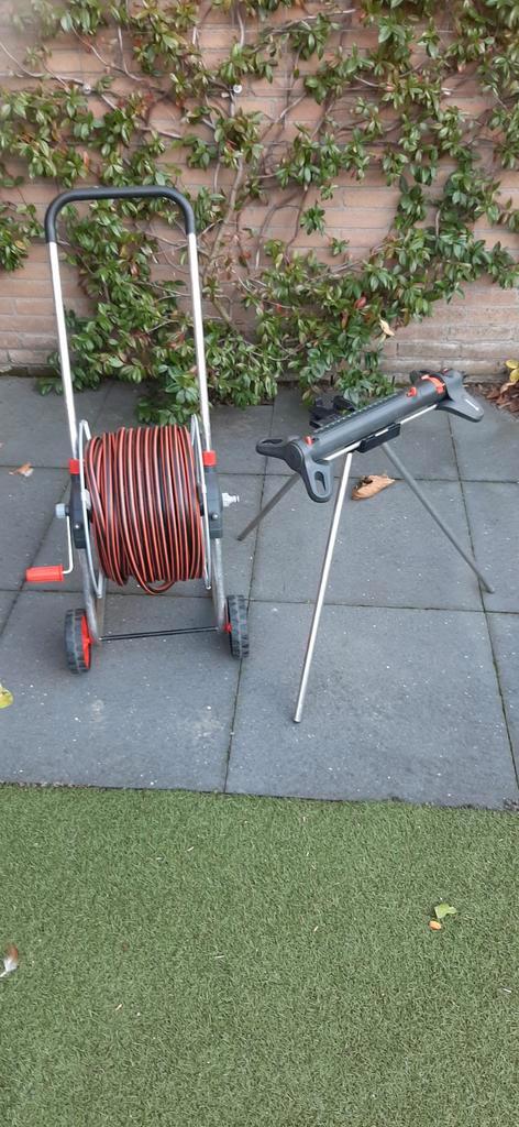 Tuinslang haspel met sproeier, Tuin en Terras, Tuinslangen, Gebruikt, Tuinslanghaspel, Ophalen