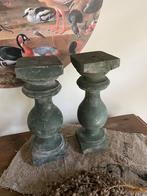 Landelijke set van 2 houten baluster/ kandelaars, Huis en Inrichting, Woonaccessoires | Kandelaars en Kaarsen, 25 tot 50 cm, Nieuw