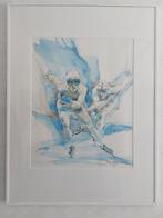 'Schaatsen' ingelijste litho van Wim Hoogstraten, Antiek en Kunst, Ophalen