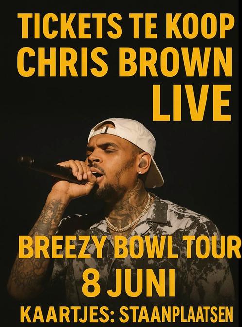 3x Chris brown breezy bowl tickets (koste per kaartje), Tickets en Kaartjes, Concerten | Pop, Drie personen of meer, Juni
