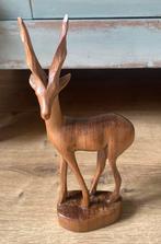 Prachtig houten beeld hert met gewei houtsnijwerk retro ree, Antiek en Kunst, Kunst | Beelden en Houtsnijwerken, Ophalen of Verzenden