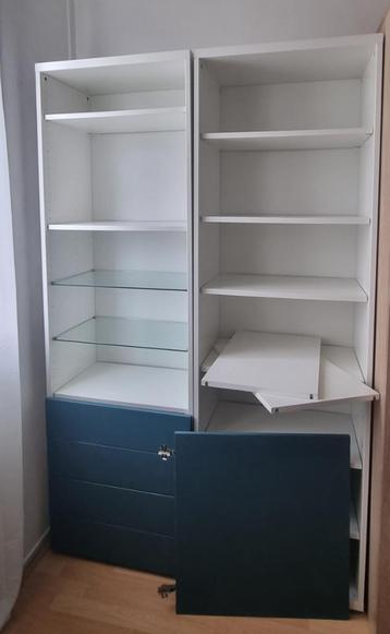 2x Ikea Besta kast incl.4lades, deur, 2 glazen planken beschikbaar voor biedingen