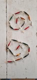 2 prachtige oude gekleurde glaskettingen~oude kerst ketting, Ophalen of Verzenden, Gebruikt