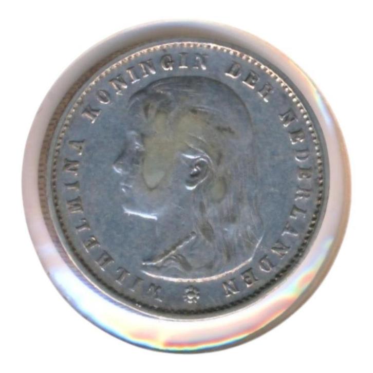 Nederland 25 Cent 1895 Wilhelmina loshangend haar, Postzegels en Munten, Munten | Nederland, Losse munt, 25 cent, Koningin Wilhelmina