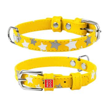 WAUDOG Glamour Star Halsband Leder Geel XS 21-29 cm -35%!!! beschikbaar voor biedingen