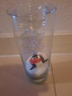 Glazen Kerstkaarsenhouder met Pinguin, Diversen, Kerst, Ophalen of Verzenden, Zo goed als nieuw