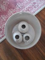 Parelmoer schaal met 3 vaste vaasjes, Huis en Inrichting, Woonaccessoires | Vazen, Overige kleuren, Aardewerk of Porselein, Ophalen of Verzenden