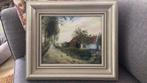 Schilderijtje landweg gesigneerd, Antiek en Kunst, Kunst | Schilderijen | Klassiek, Ophalen of Verzenden