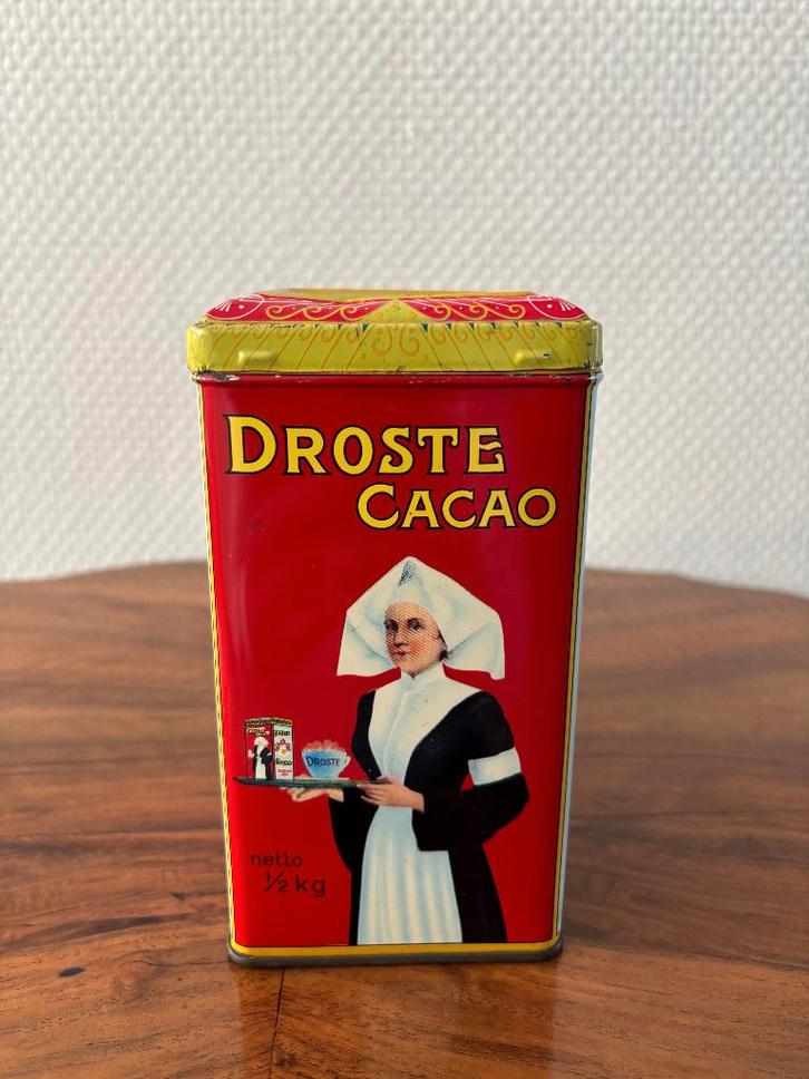 Vintage Droste cacaoblik met verpleegster ½ kg., Verzamelen, Blikken, Gebruikt, Overige, Droste, Ophalen of Verzenden
