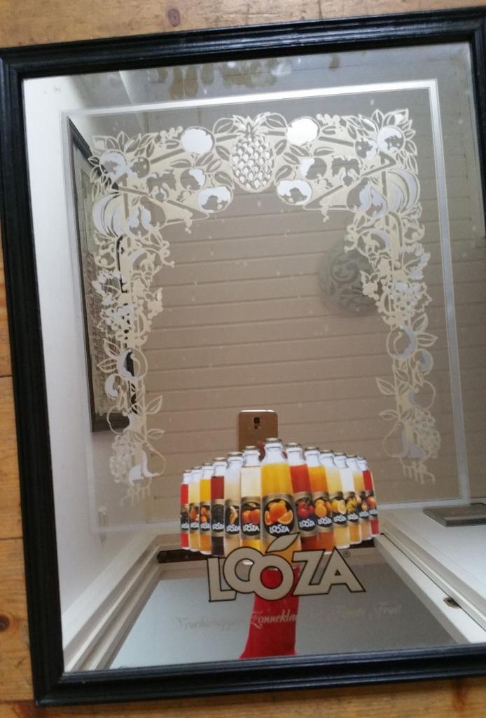 Looza spiegel jaren 50 - caféspiegel / drankspiegel - IZGST, Antiek en Kunst, Ophalen, Rechthoekig, Minder dan 50 cm, Minder dan 100 cm