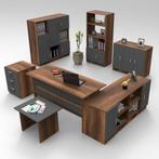 Set van bureau met bijzettafel en opbergkasten Robbie, Ophalen of Verzenden