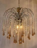 Vintage Murano teardrop roze chromen kroonluchter kristal, Huis en Inrichting, Lampen | Kroonluchters, Ophalen of Verzenden, Baak