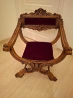 Antiek Frand Dagobert stoeltje met rijke rode bekleding, Ophalen