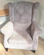 Luxe fauteuil met hocker - beige / landelijk, Huis en Inrichting, 75 tot 100 cm, Ophalen of Verzenden, Zo goed als nieuw, 75 tot 100 cm