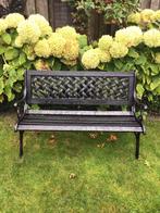 Zware gietijzeren parkbank met eikenhouten planken, Ophalen, Zo goed als nieuw